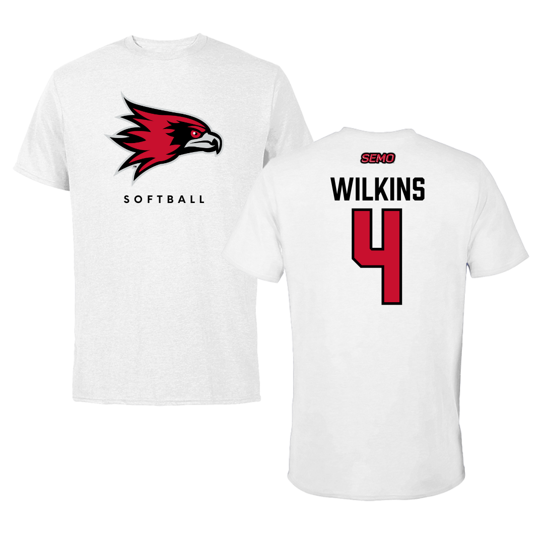 Southeast Missouri State University Softball White Performance Tee - #4 Kinley Wilkins