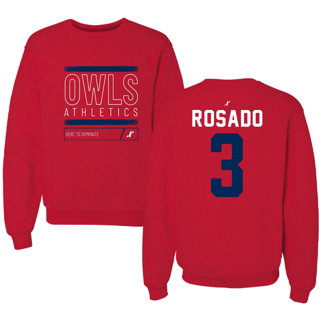 Florida Atlantic University Basketball Red Dominate Crewneck - #3 Giancarlo Rosado