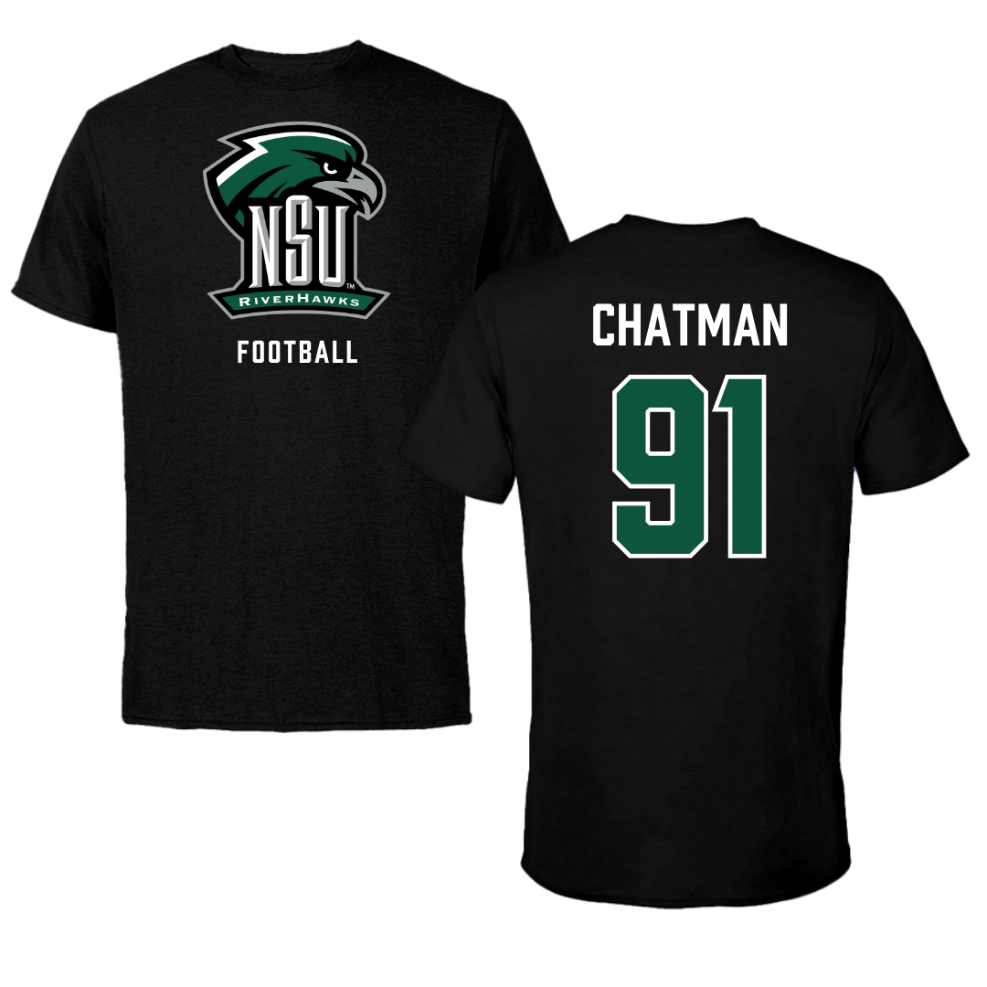 Northeastern State University Football Black NSU Tee - #91 Marquez Chatman
