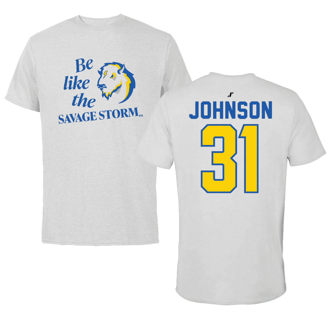 Southeastern Oklahoma State University Baseball Light Gray Be Like Us Tee - #31 Luke Johnson