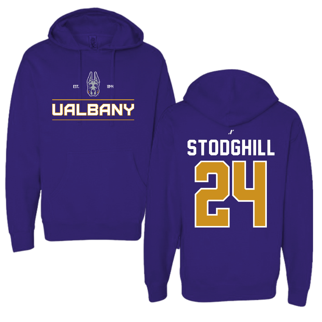 University at Albany Football Purple General Hoodie - #24 Cam Stodghill