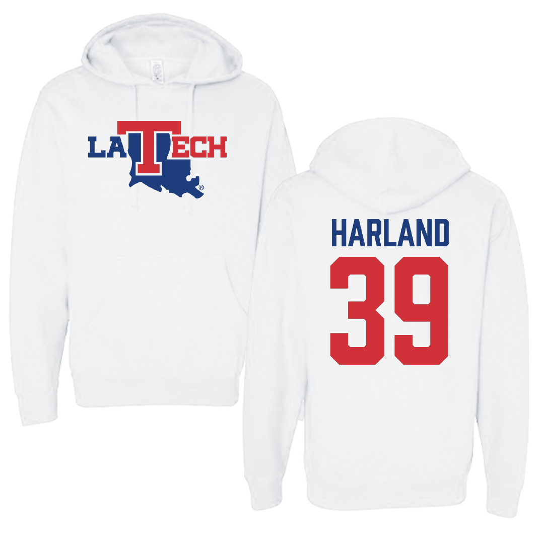Louisiana Tech University Baseball White Hoodie - #39 Ryan Harland