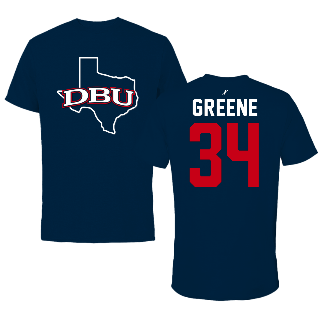Dallas Baptist University Soccer Navy State Performance Tee - #34 Ava Greene