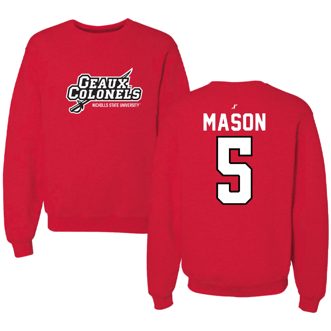 Nicholls State University Beach Volleyball Red General Crewneck - #5 Hailey Mason