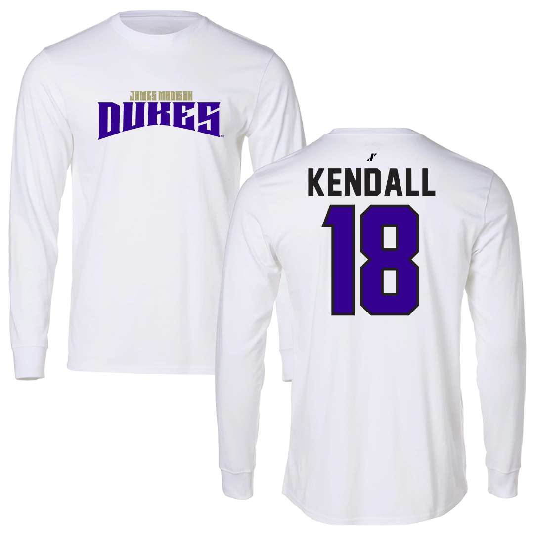 James Madison University Football White Classic Performance Long Sleeve - #18 Blake Kendall