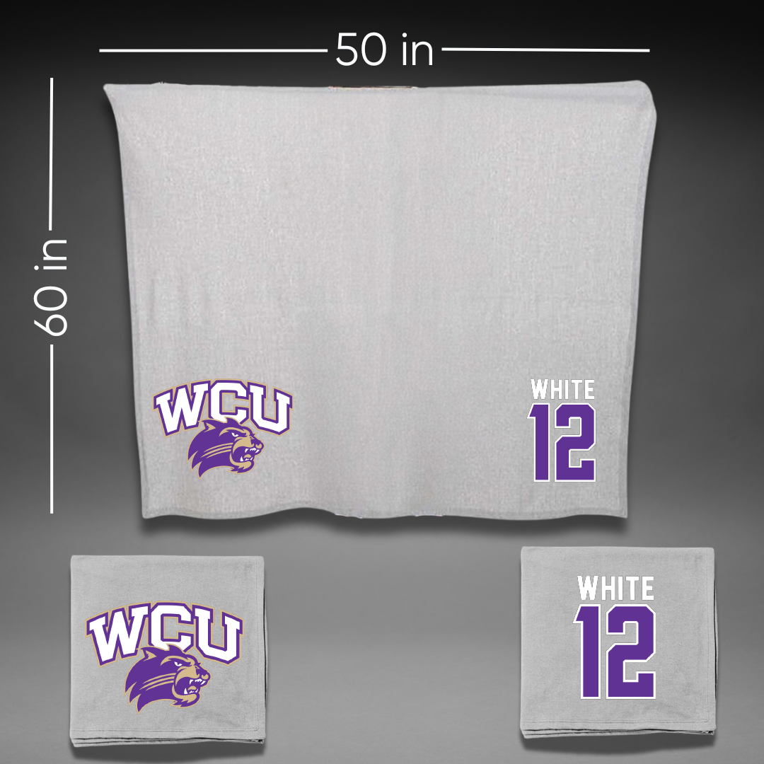 Western Carolina University Baseball Gray Blanket - #12 Ryan White