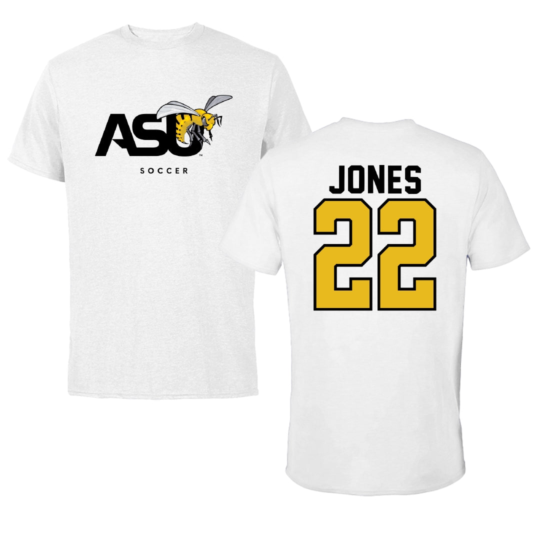 Alabama State University Soccer White ASU Performance Tee - #22 Summer Jones