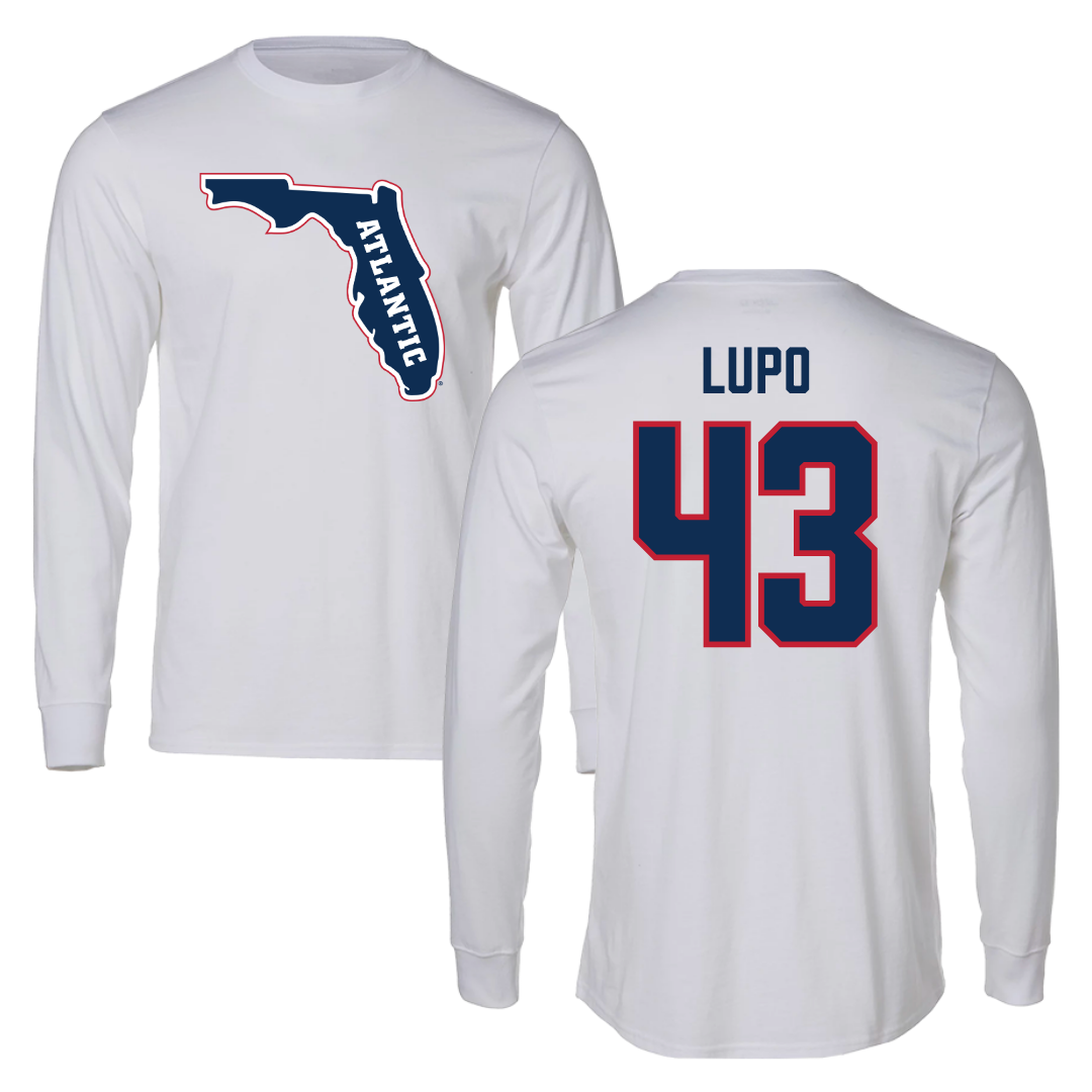 Florida Atlantic University Football White Long Sleeve - #43 Logan Lupo