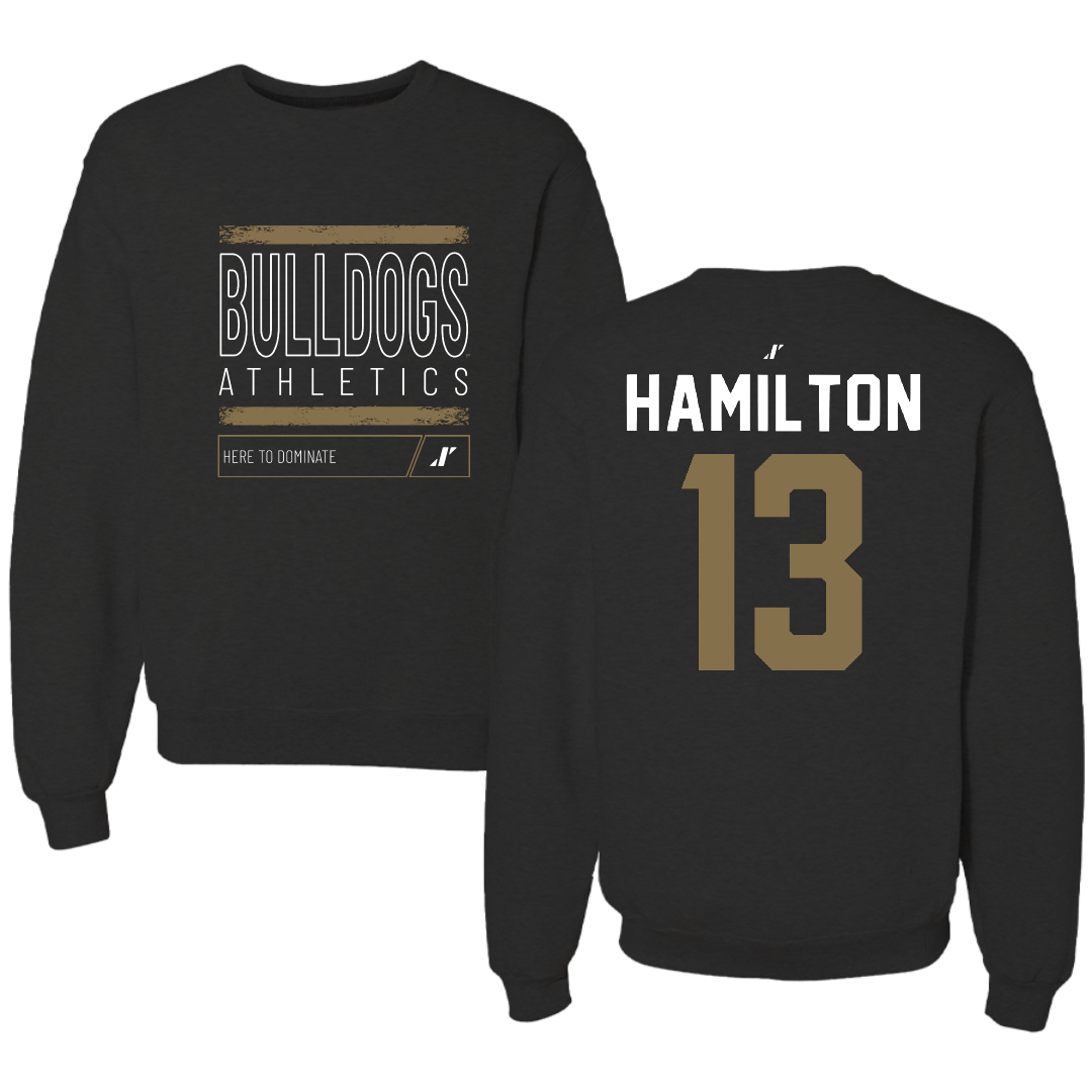 Bryant University Football Black Dominate Crewneck - #13 Kaden Hamilton