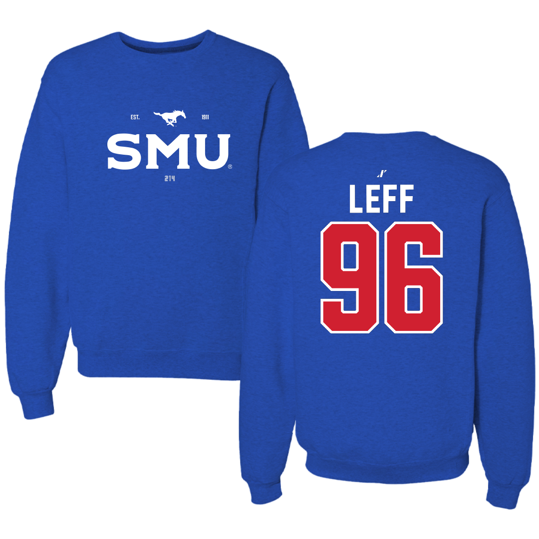 Southern Methodist University Football Blue General Crewneck - #96 Josh Leff