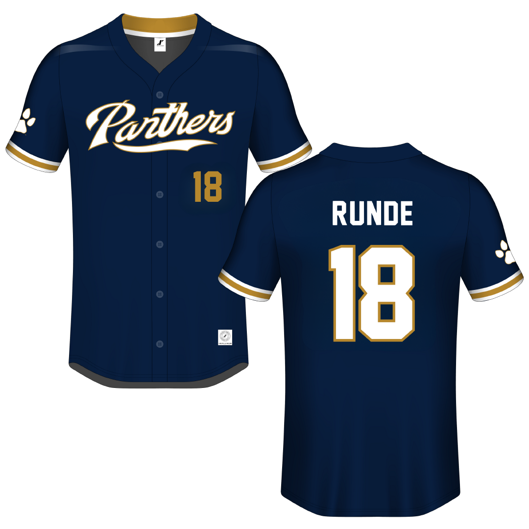 Florida International University Blue Button-Down Jersey - #18 Logan Runde