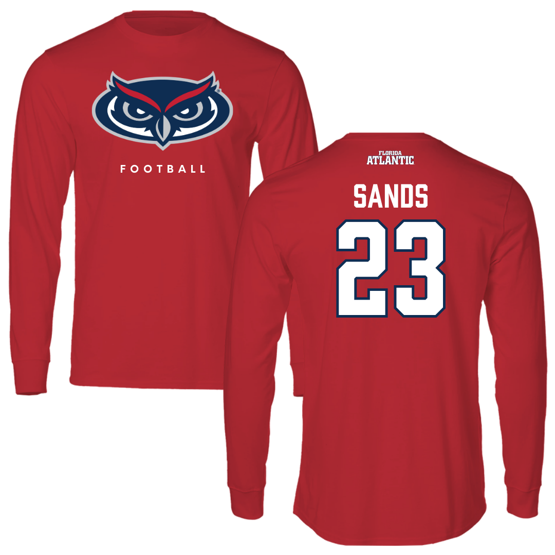 Florida Atlantic University Football Red Long Sleeve - #23 Gemari Sands