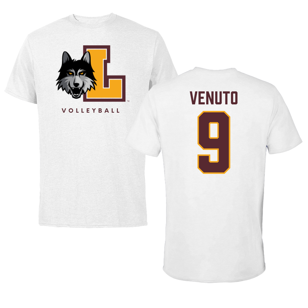 Loyola University-Chicago Volleyball White Performance Tee - #9 Taylor Venuto