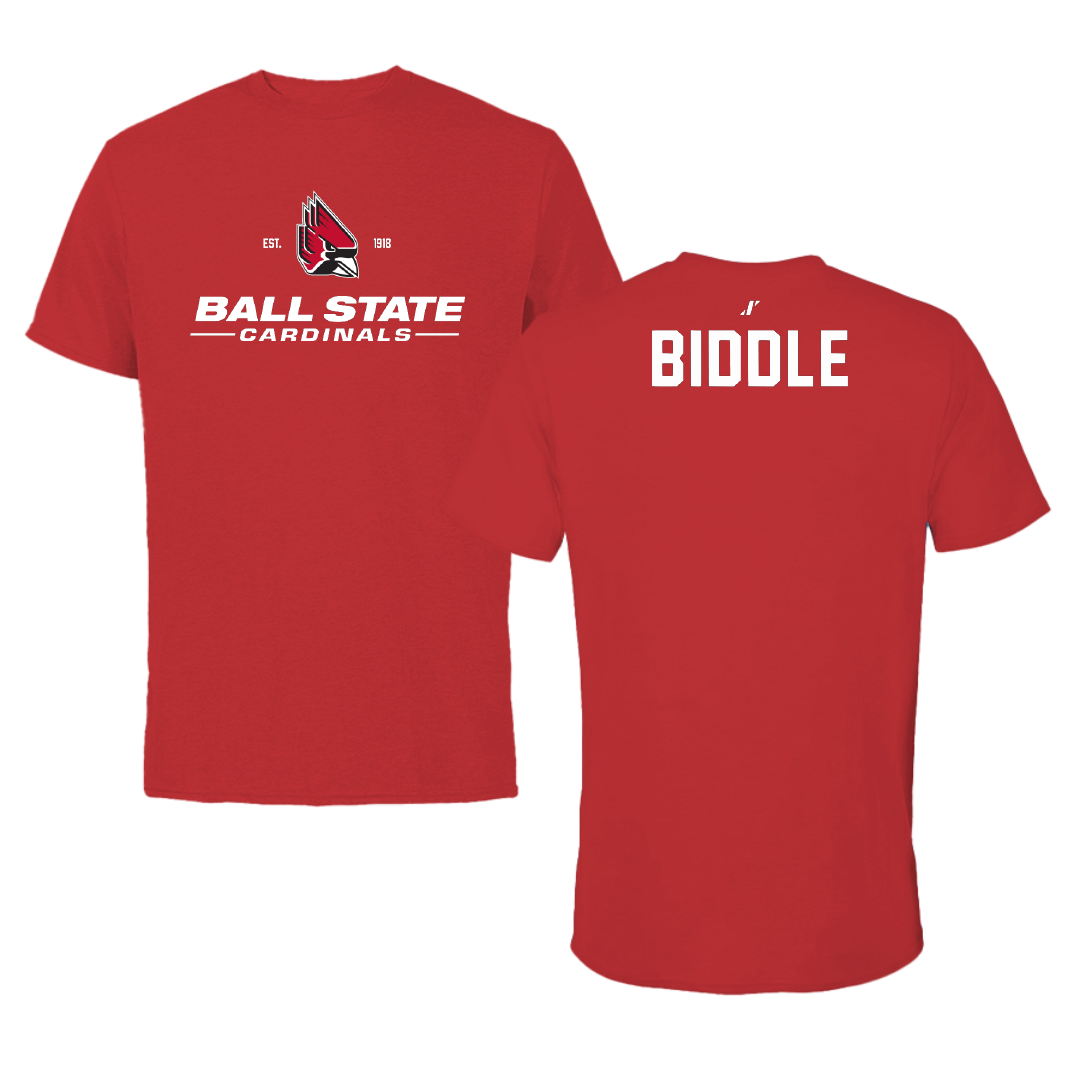 Ball State University Swimming & Diving Red General Performance Tee - Aidan Biddle