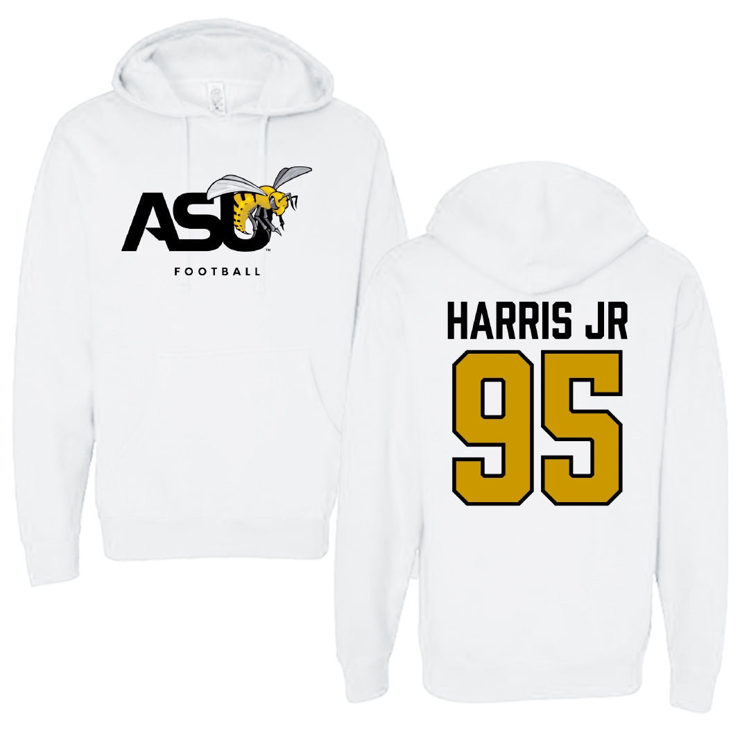 Alabama State University Football White ASU Hoodie - #95 Cornell Harris Jr