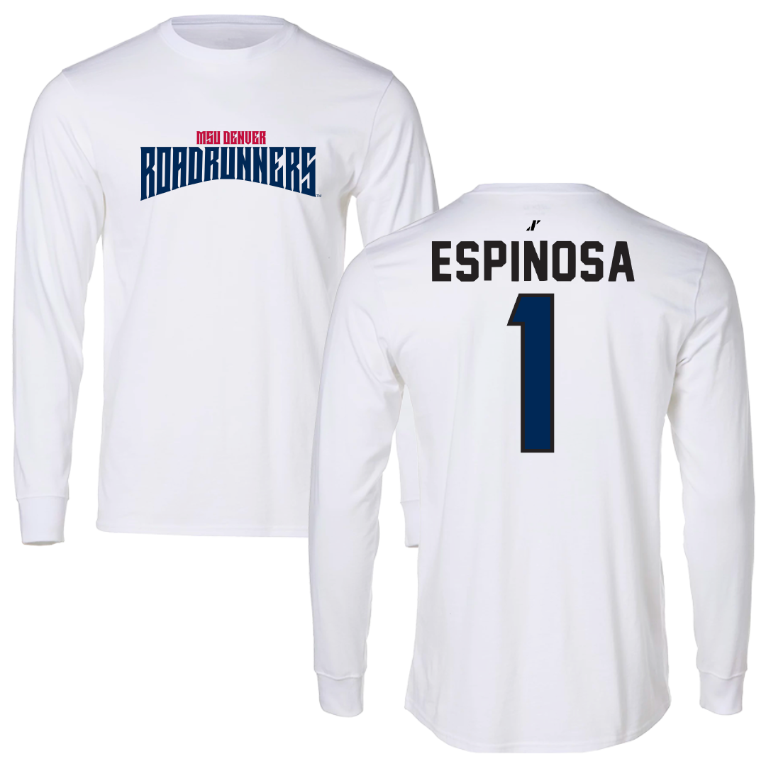 Metropolitan State University of Denver Basketball White Classic Performance Long Sleeve - #1 Mikylah Espinosa