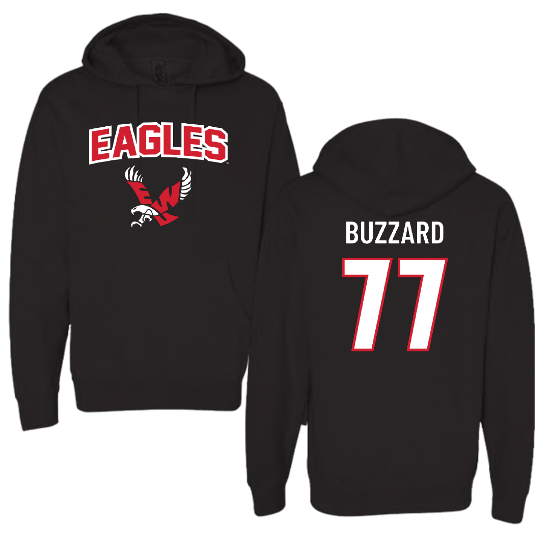 Eastern Washington University Football Black Hoodie - #77 William Buzzard