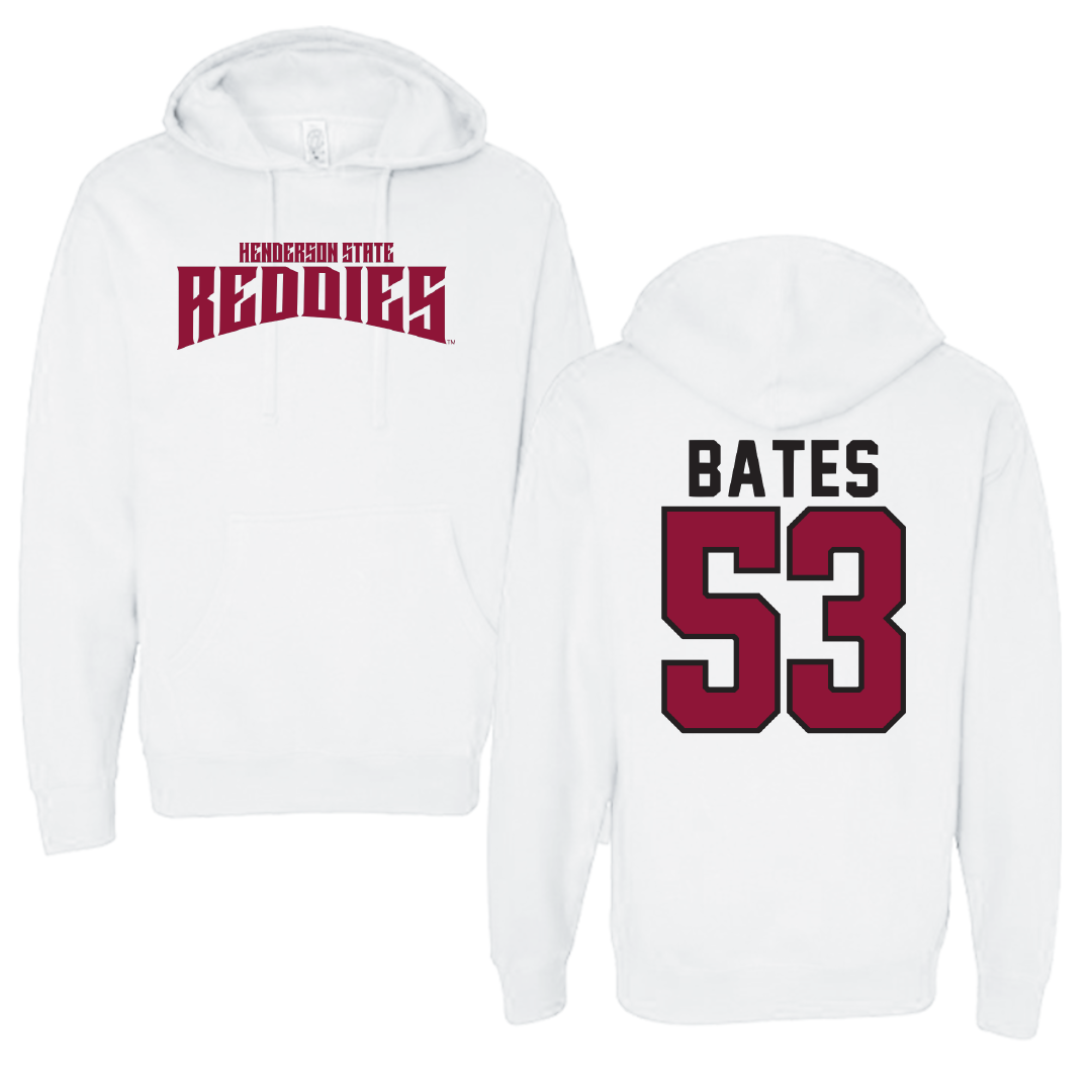 Henderson State University Baseball White Classic Hoodie - #53 Christian Bates