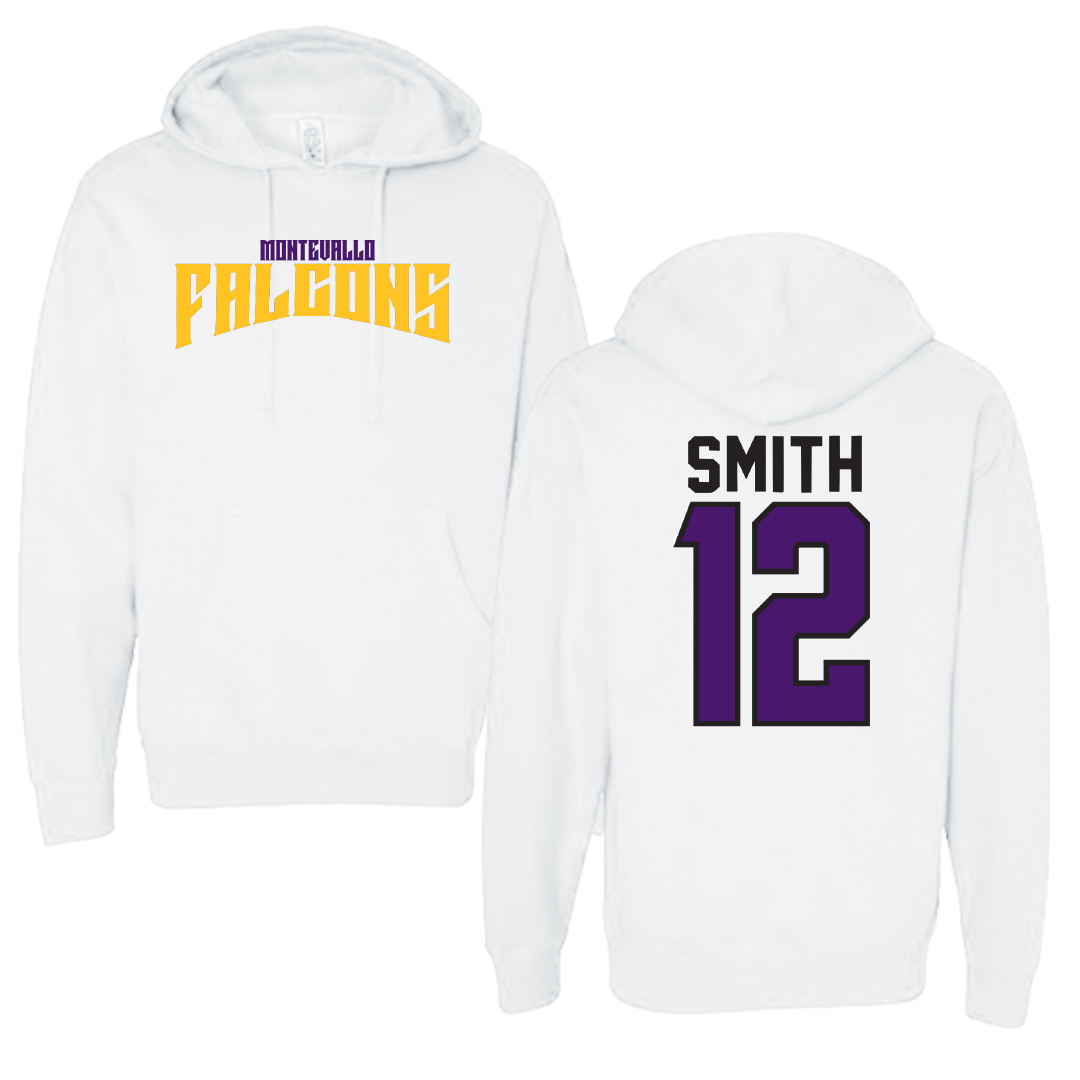 University of Montevallo Basketball White Classic Hoodie - #12 Luke Smith