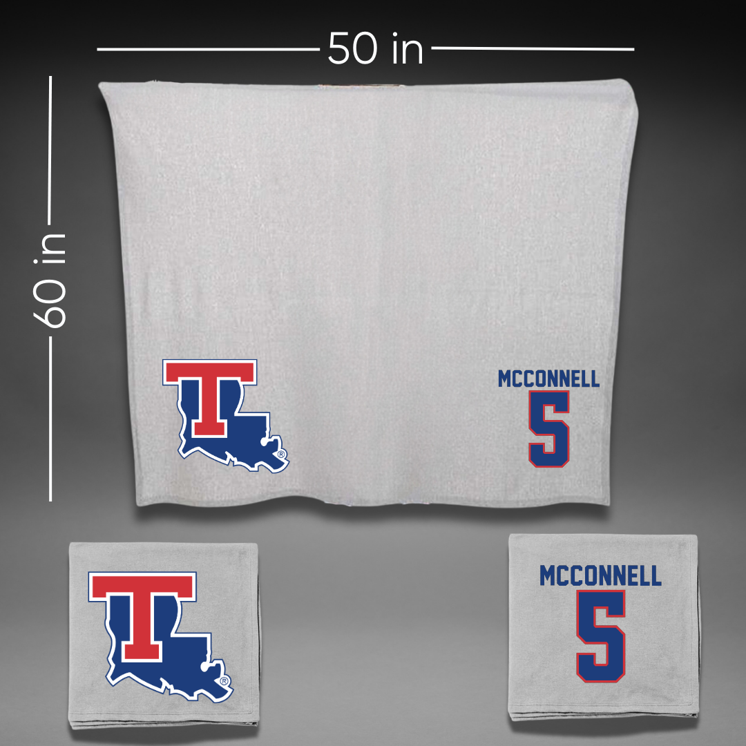 Louisiana Tech University Baseball Gray Blanket - #5 Cole McConnell