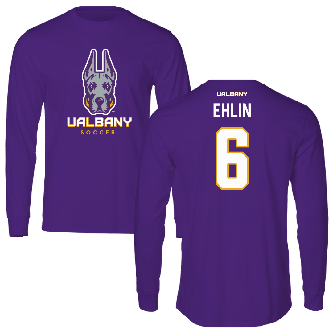 University at Albany Soccer Purple Mascot Long Sleeve - #6 Elias Ehlin