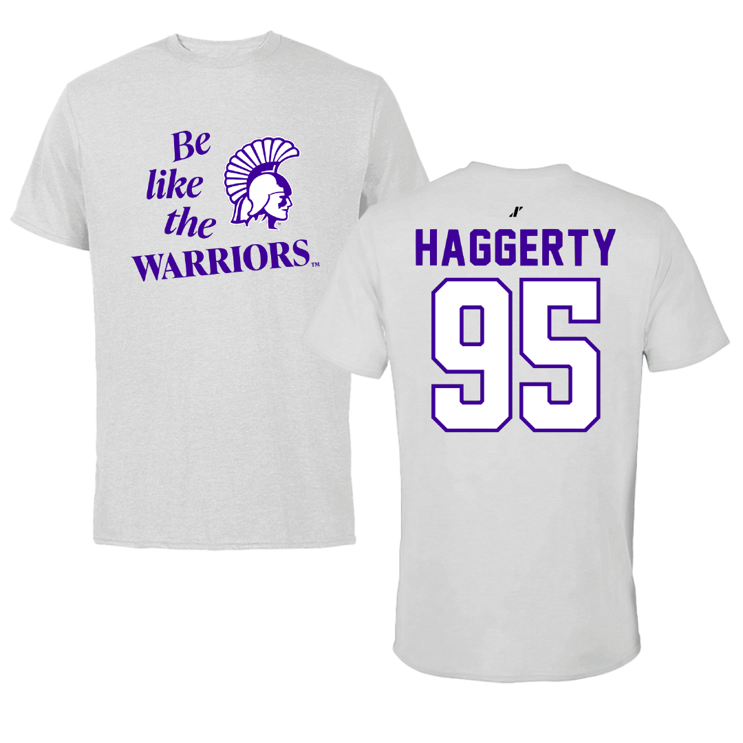 Winona State University Football Light Gray Be Like Us Tee - #95 Conner Haggerty