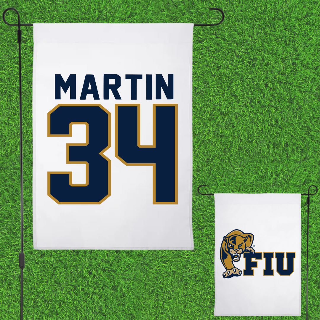 Florida International University Baseball White Garden Flag - #34 Kevin Martin