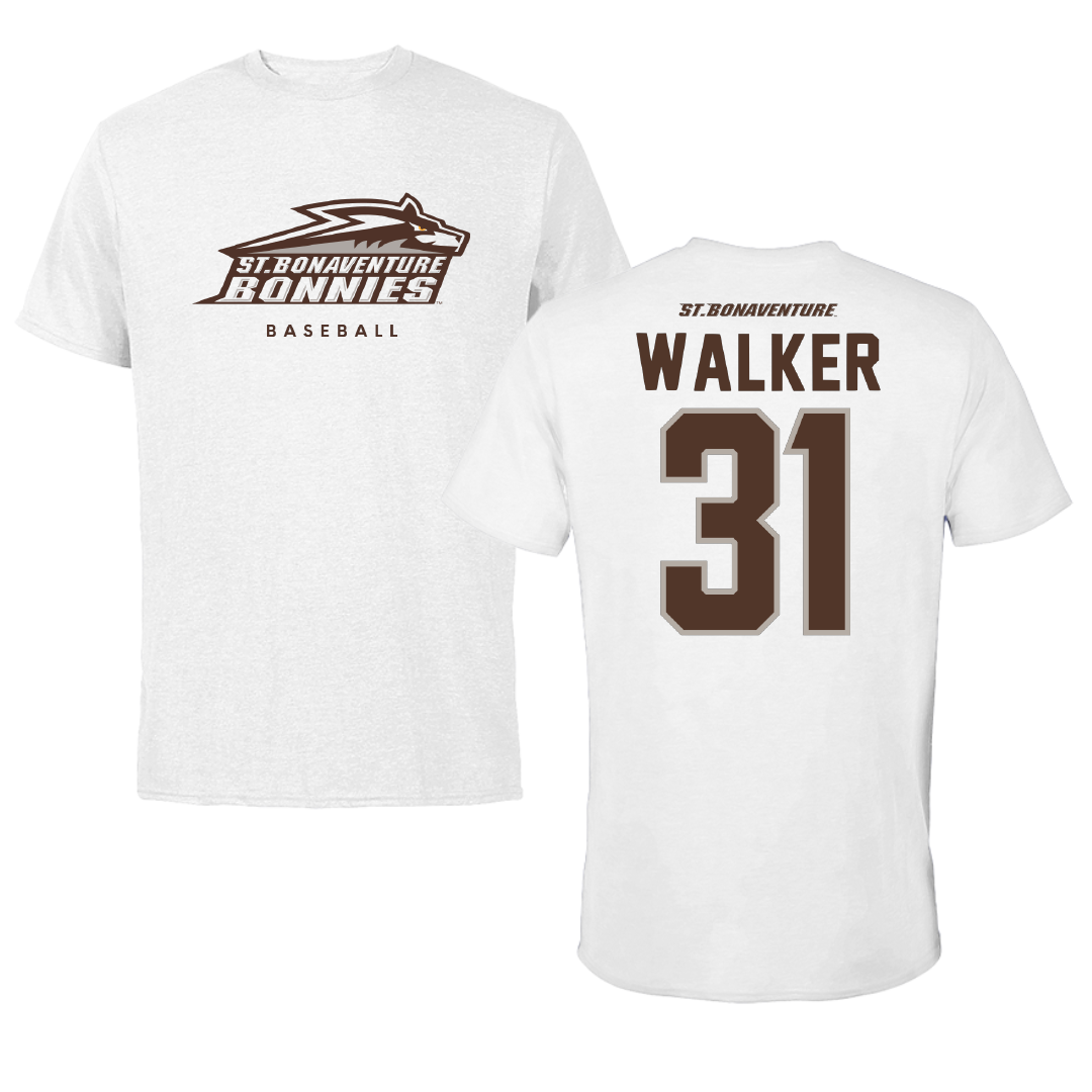 St. Bonaventure University Baseball White Performance Tee - #31 Kade Walker