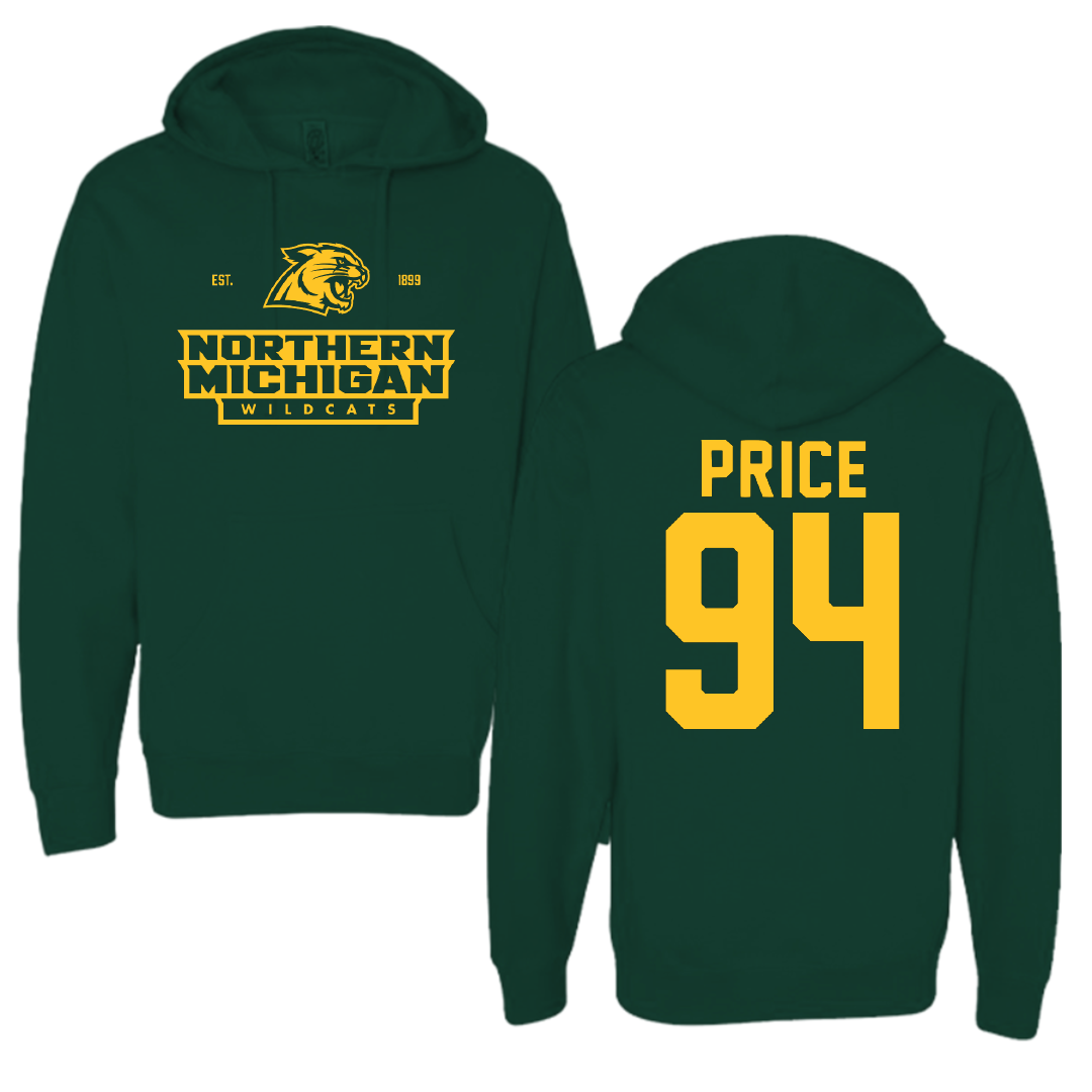 Northern Michigan University Football Forest Green General Hoodie - #94 Jake Price
