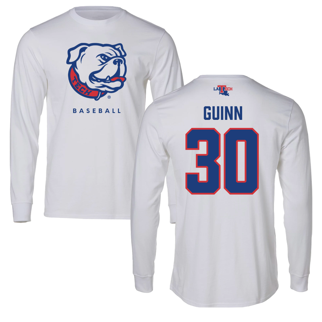 Louisiana Tech University Baseball White Performance Long Sleeve - #30 Hutson Guinn