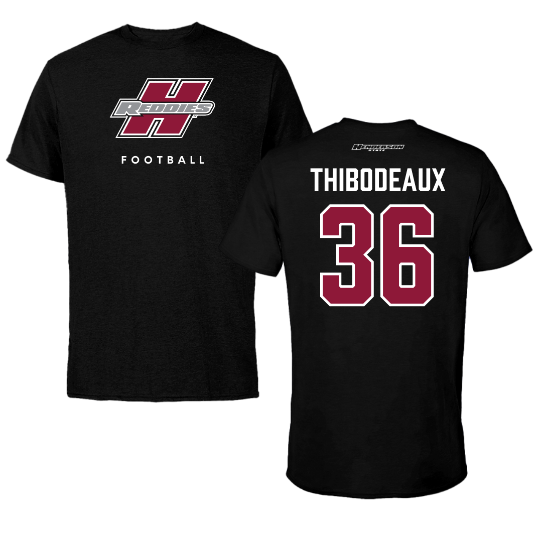 Henderson State University Football Black Performance Tee - #36 Eric Thibodeaux