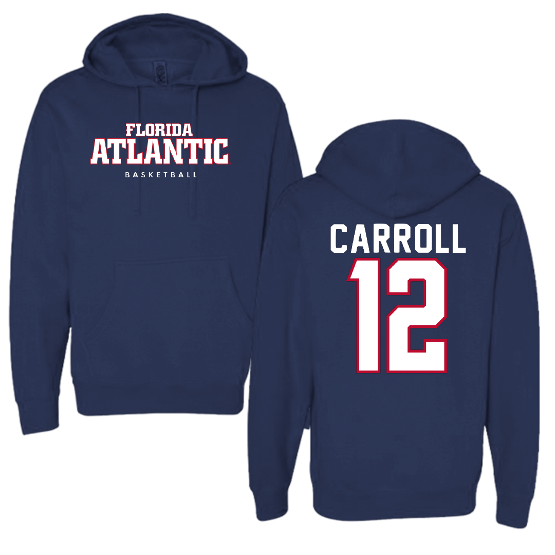 Florida Atlantic University Basketball Navy Block Hoodie - #12 Tre Carroll