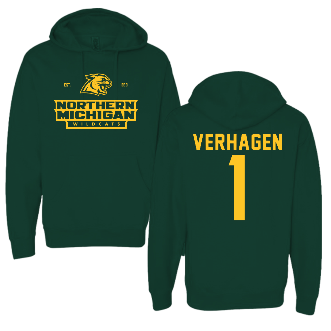 Northern Michigan University Basketball Forest Green General Hoodie - #1 Casey Verhagen