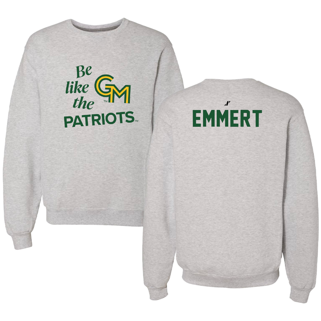George Mason University TF and XC Light Gray Be Like Us Crewneck - Nicolas Emmert