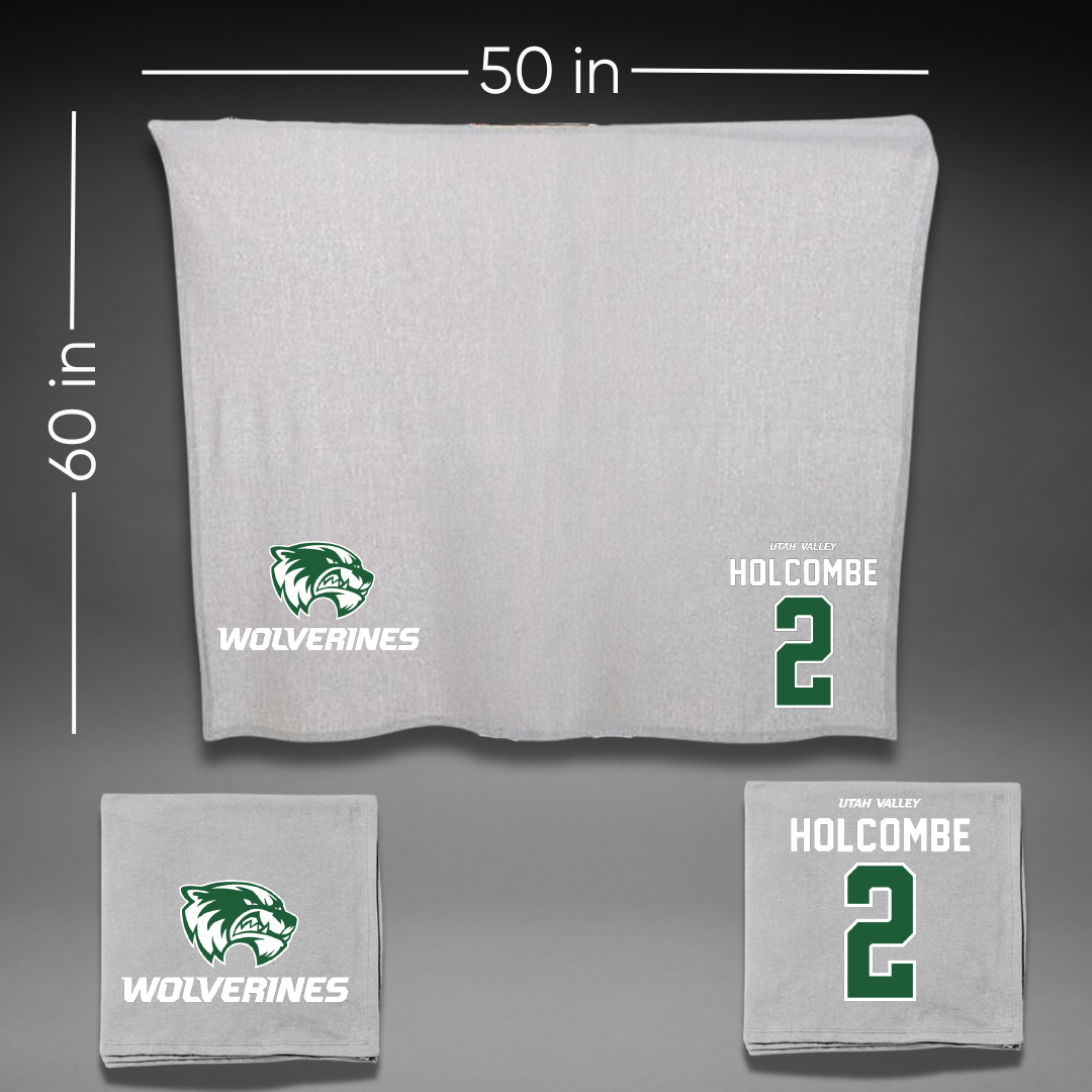 Utah Valley University Basketball Gray Blanket - #2 Jackson Holcombe