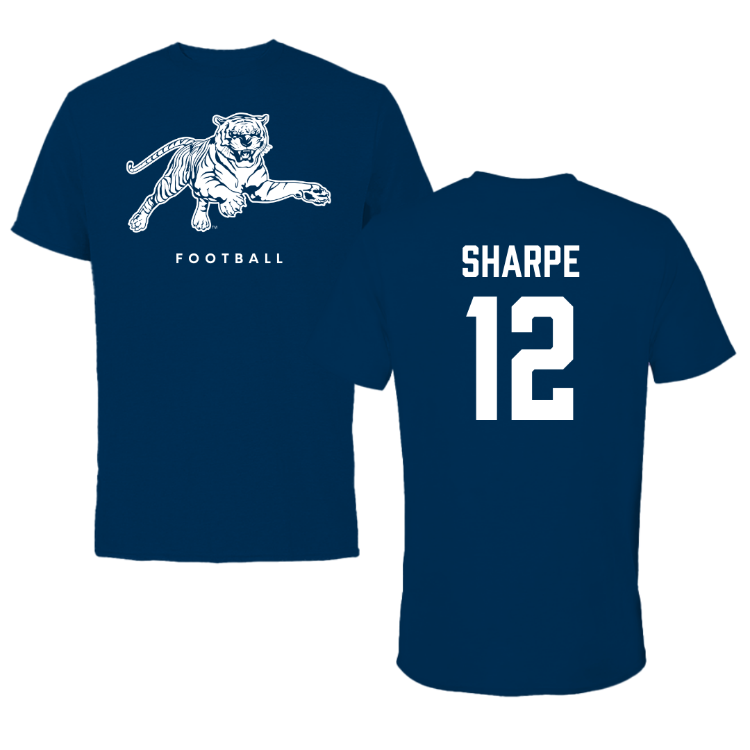 Jackson State University Football Navy Tee - #12 Nireek Sharpe