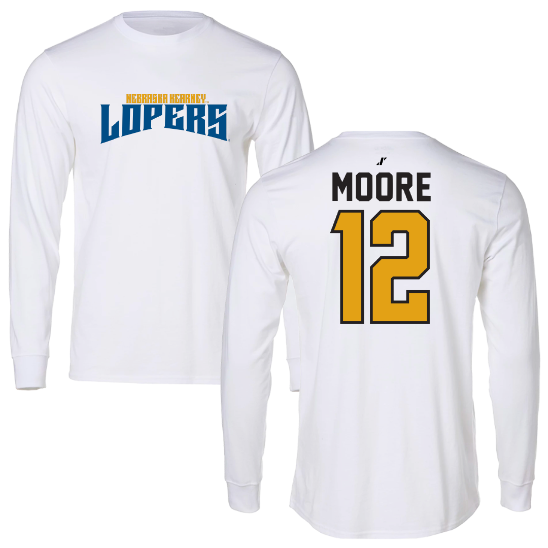 University of Nebraska at Kearney Basketball White Classic Performance Long Sleeve - #12 Samantha Moore