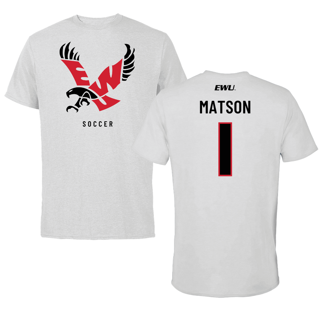 Eastern Washington University Soccer Light Gray Tee - #1 Kiara Matson