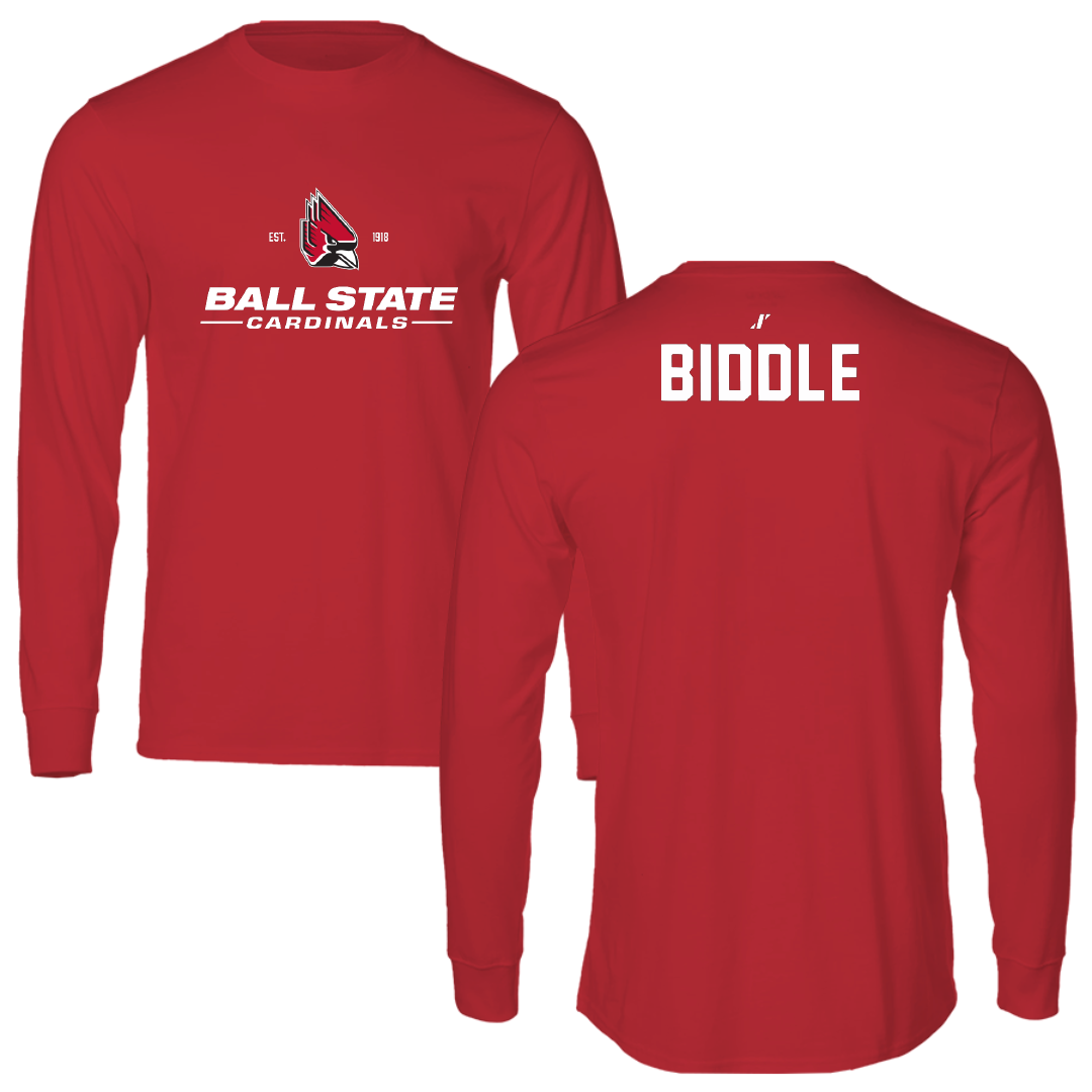 Ball State University Swimming & Diving Red General Long Sleeve - Aidan Biddle