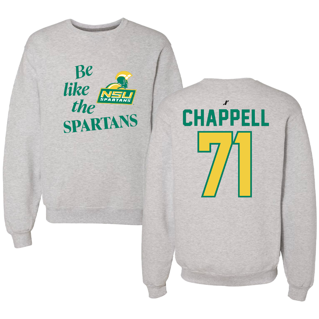 Norfolk State University Football Light Gray Be Like Us Crewneck - #71 Jayden Chappell