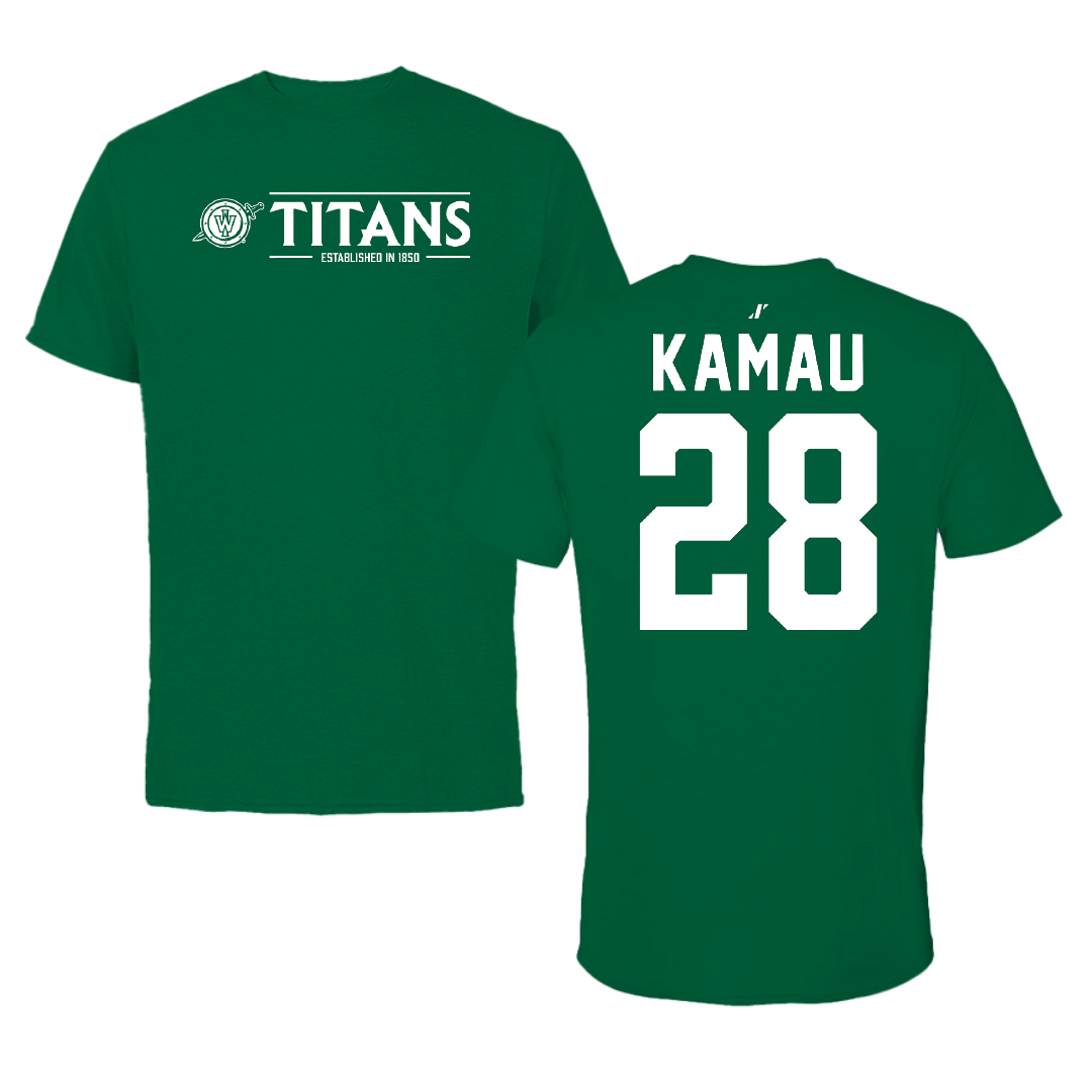 Illinois Wesleyan University Soccer Green General Tee - #28 Kalabi Kamau
