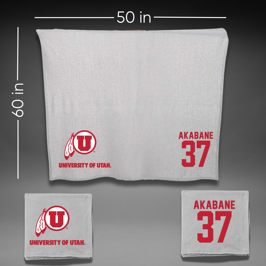 University of Utah Lacrosse Gray Blanket - #37 Trey Akabane