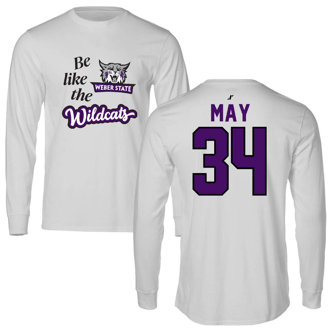 Weber State University Football Light Gray Be Like Us Performance Long Sleeve - #34 Colter May