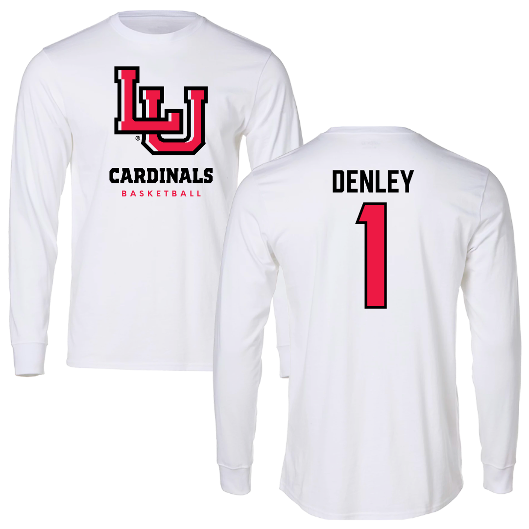 Lamar University Basketball White Performance Long Sleeve - #1 Jacei Denley