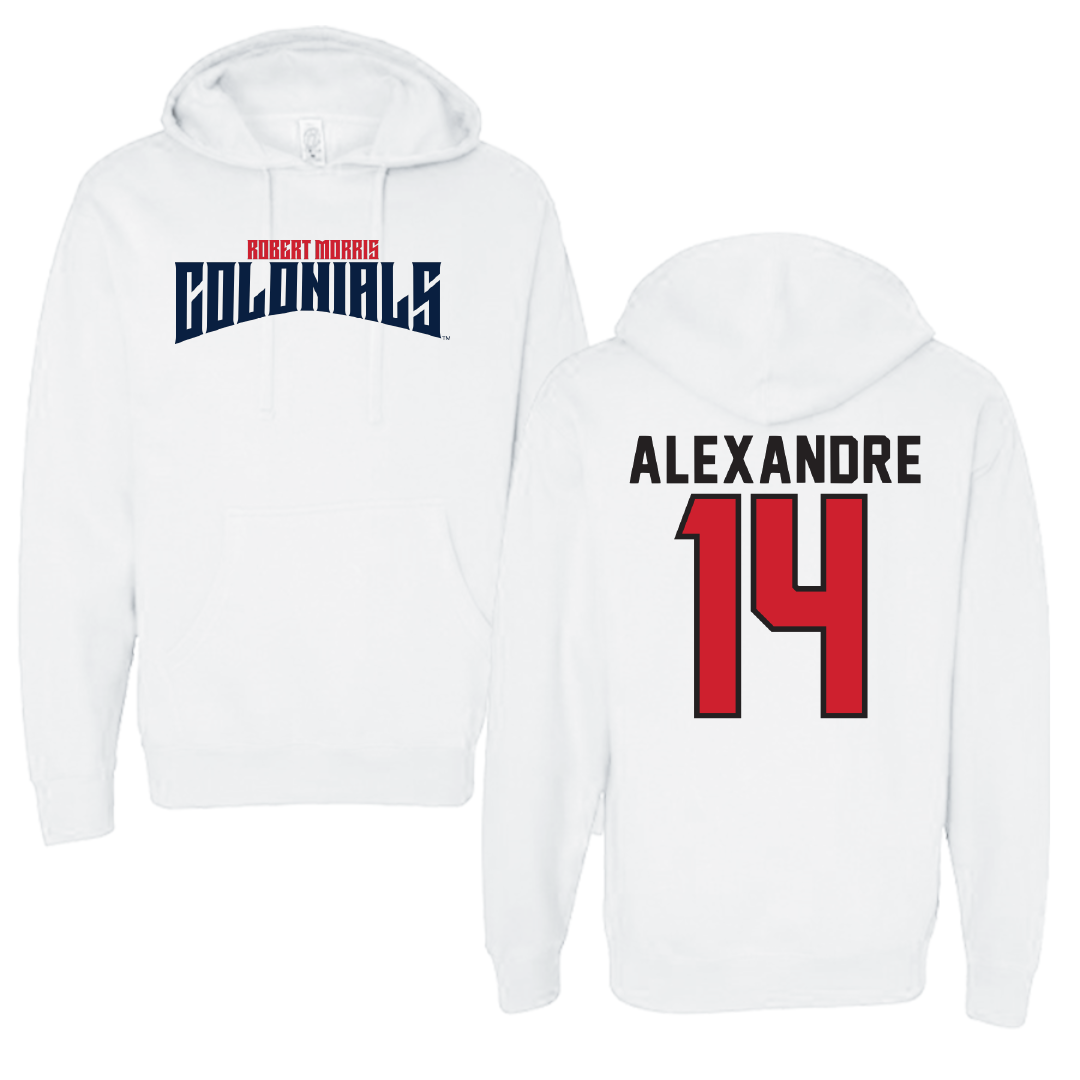 Robert Morris University Soccer White Classic Hoodie - #14 Chase Alexandre