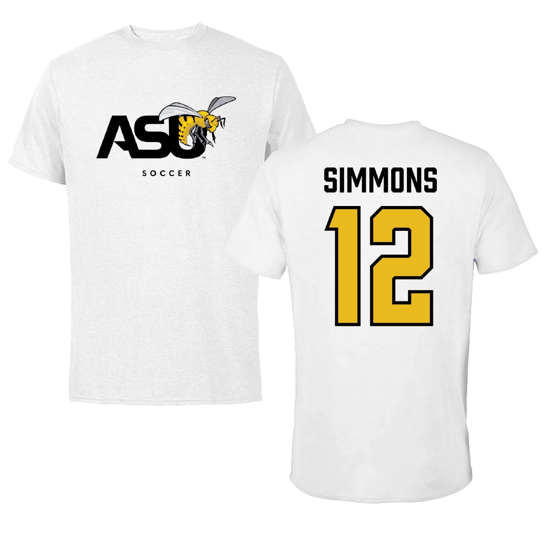 Alabama State University Soccer White ASU Tee - #12 Kensley Simmons