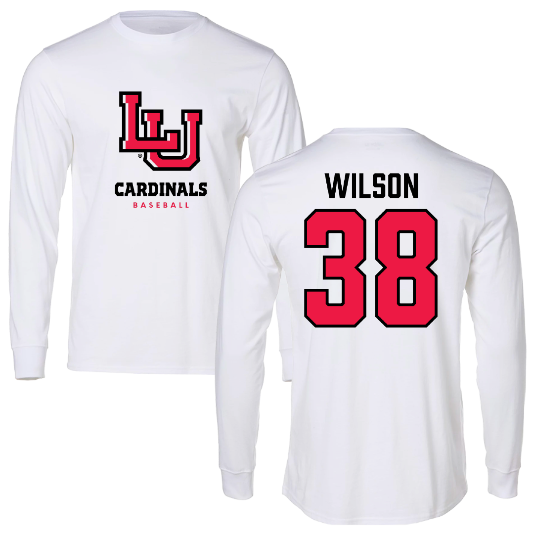 Lamar University Baseball White Performance Long Sleeve - #38 Tanner Wilson