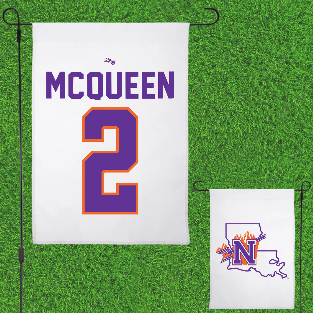 Northwestern State University Volleyball White Garden Flag - #2 Madisynne McQueen