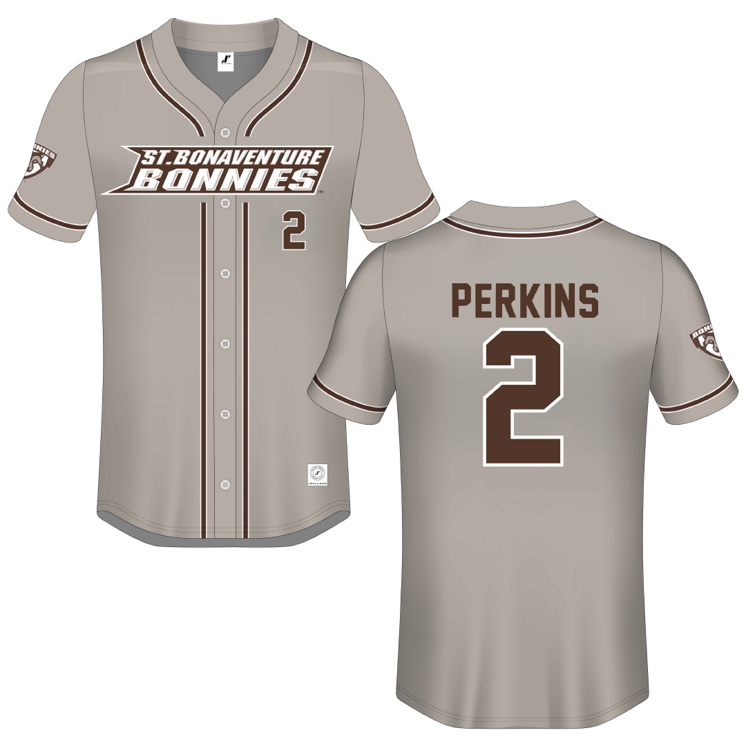 St. Bonaventure University Gray Button-Down Jersey - #2 Reanna Perkins
