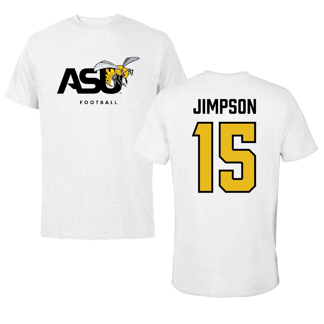 Alabama State University Football White ASU Performance Tee - #15 Zuriel Jimpson